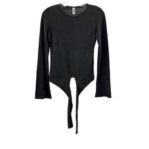 Jolie Women's Long Sleeve Tie Front Top Gray Size Small